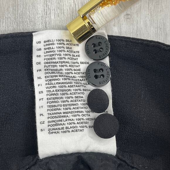 Karl Lagerfeld For H&M Black Silk Flowy Whimsygoth Grunge Witchy Mini Skirt 10 - Picture 8 of 11